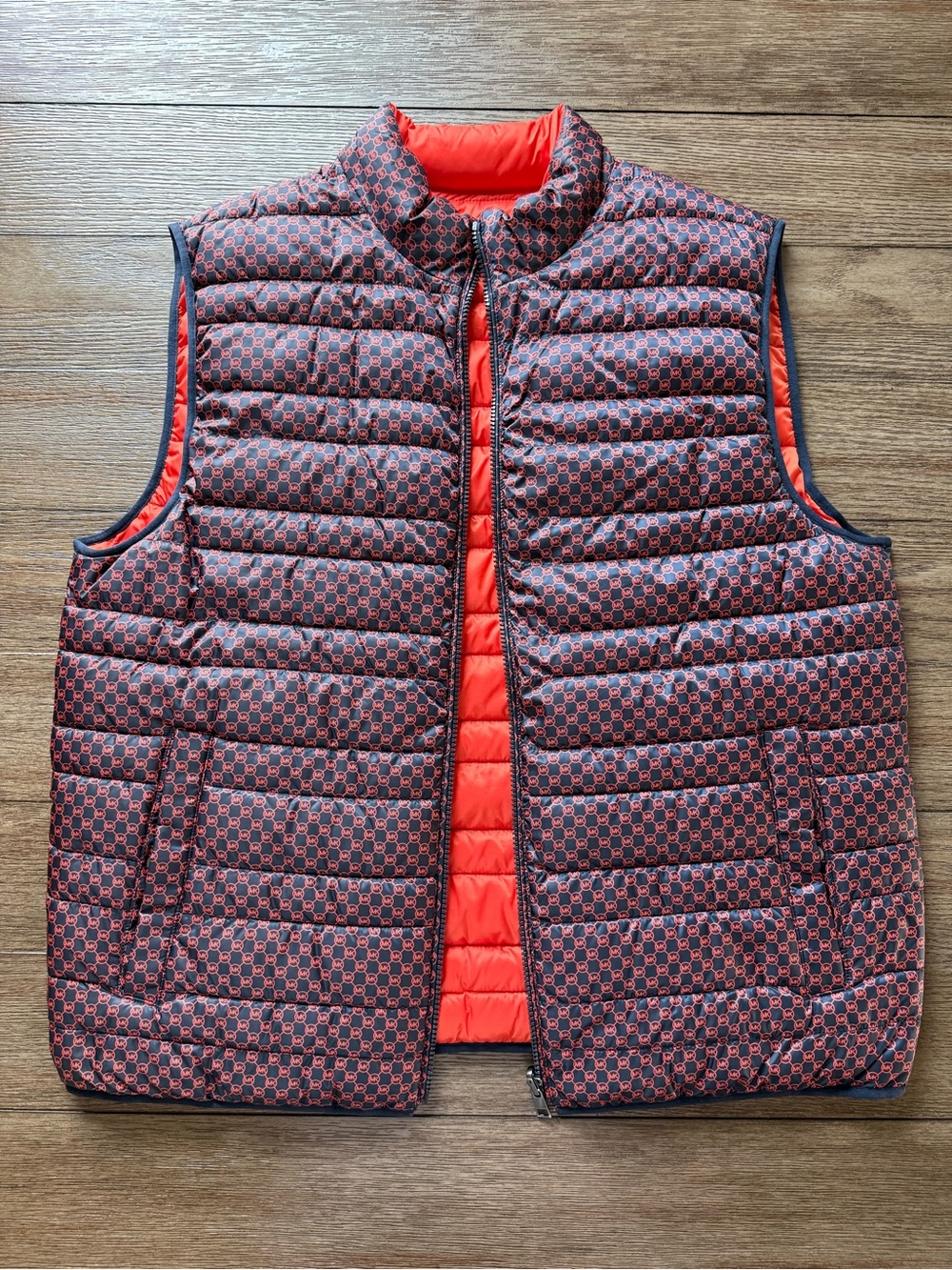 Michael Kors - Men's Quilted Reversible Puffer Vest - Navy Blue & Orange